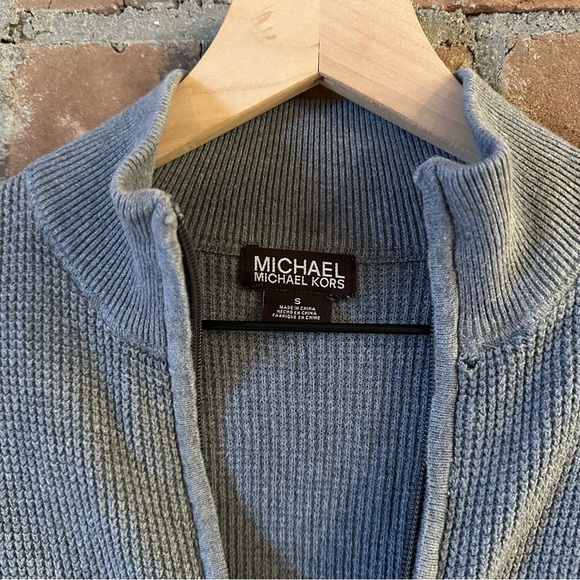 Mens Michael Kors Zip Up Sweater Small Gray - Picture 9 of 10